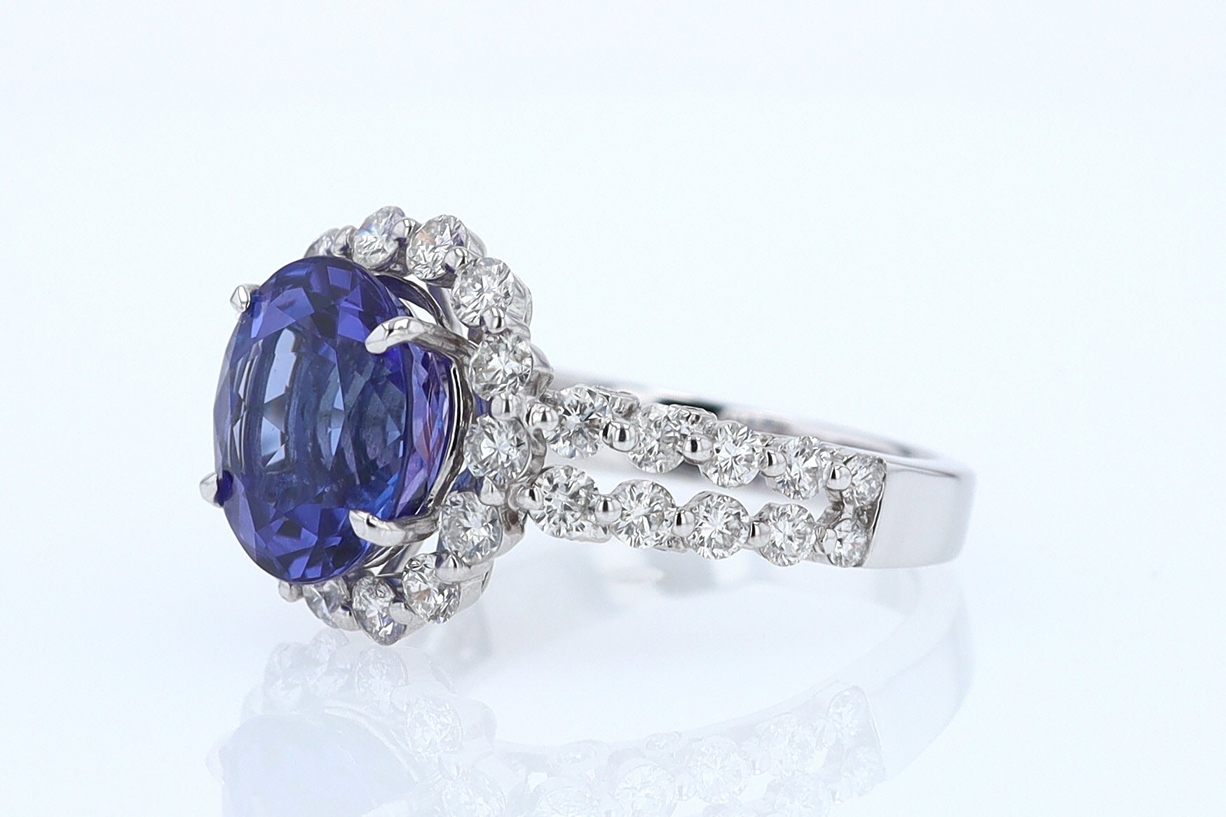 Estate 6.15 Carat Round Tanzanite And Diamond Cocktail Ring