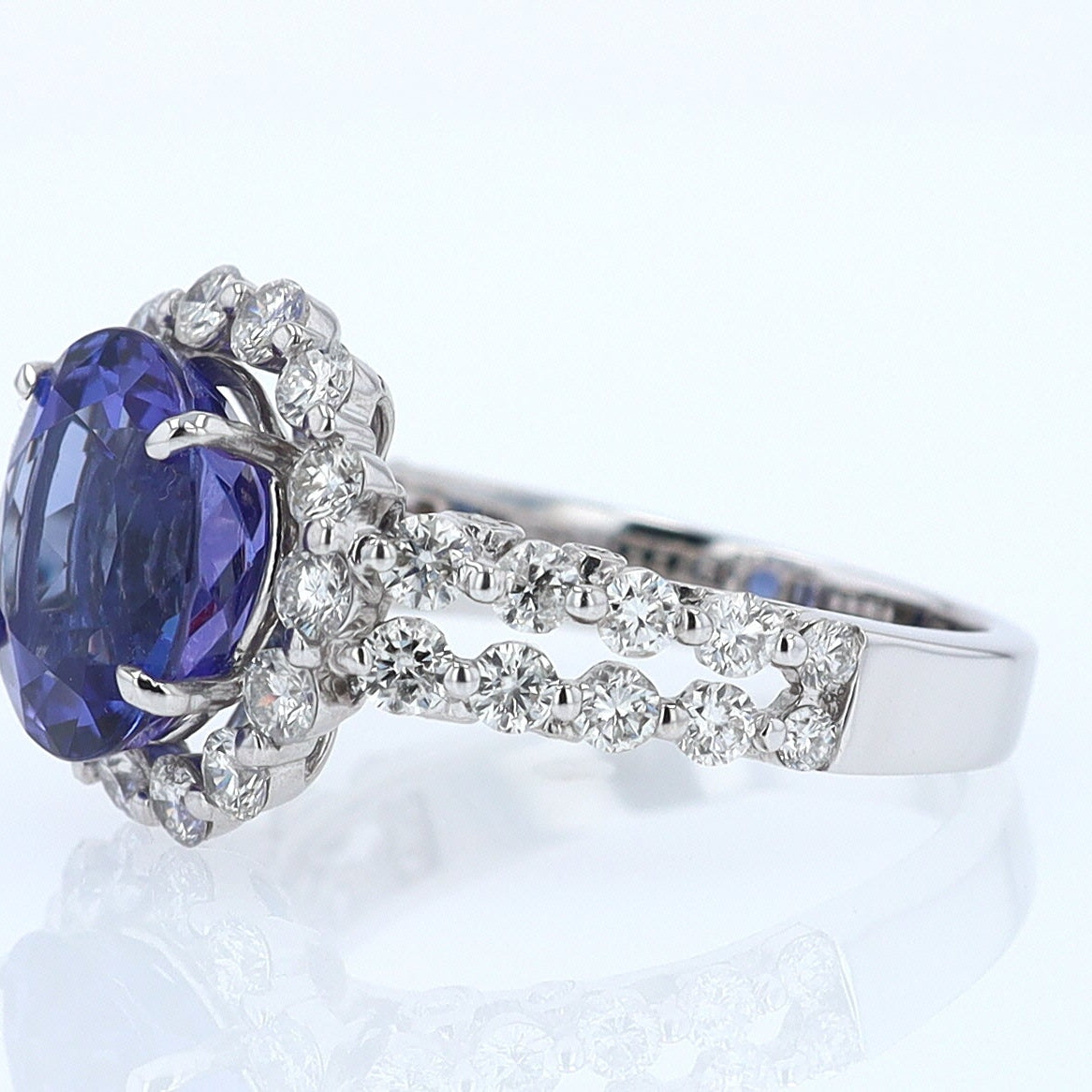 Estate 6.15 Carat Round Tanzanite And Diamond Cocktail Ring