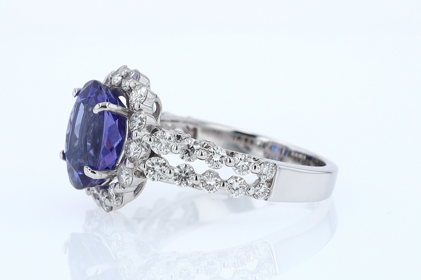 Estate 6.15 Carat Round Tanzanite And Diamond Cocktail Ring