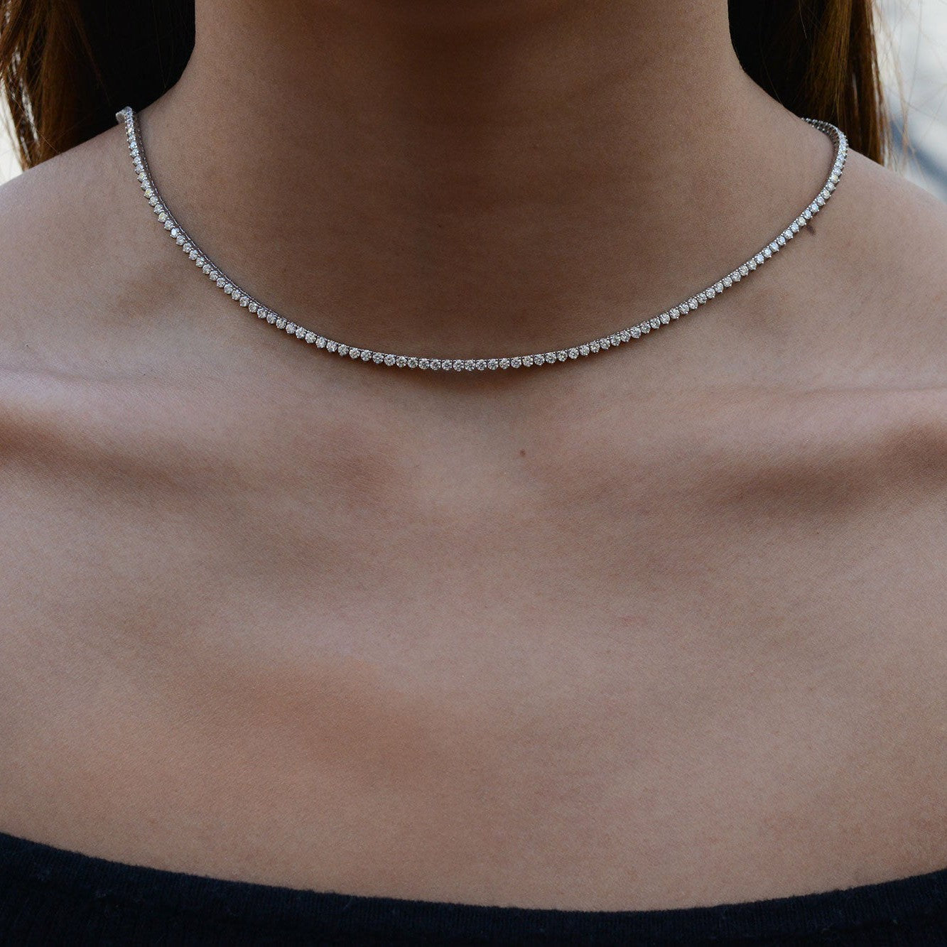 Estate 6.53 Carat Diamond Riviera Necklace