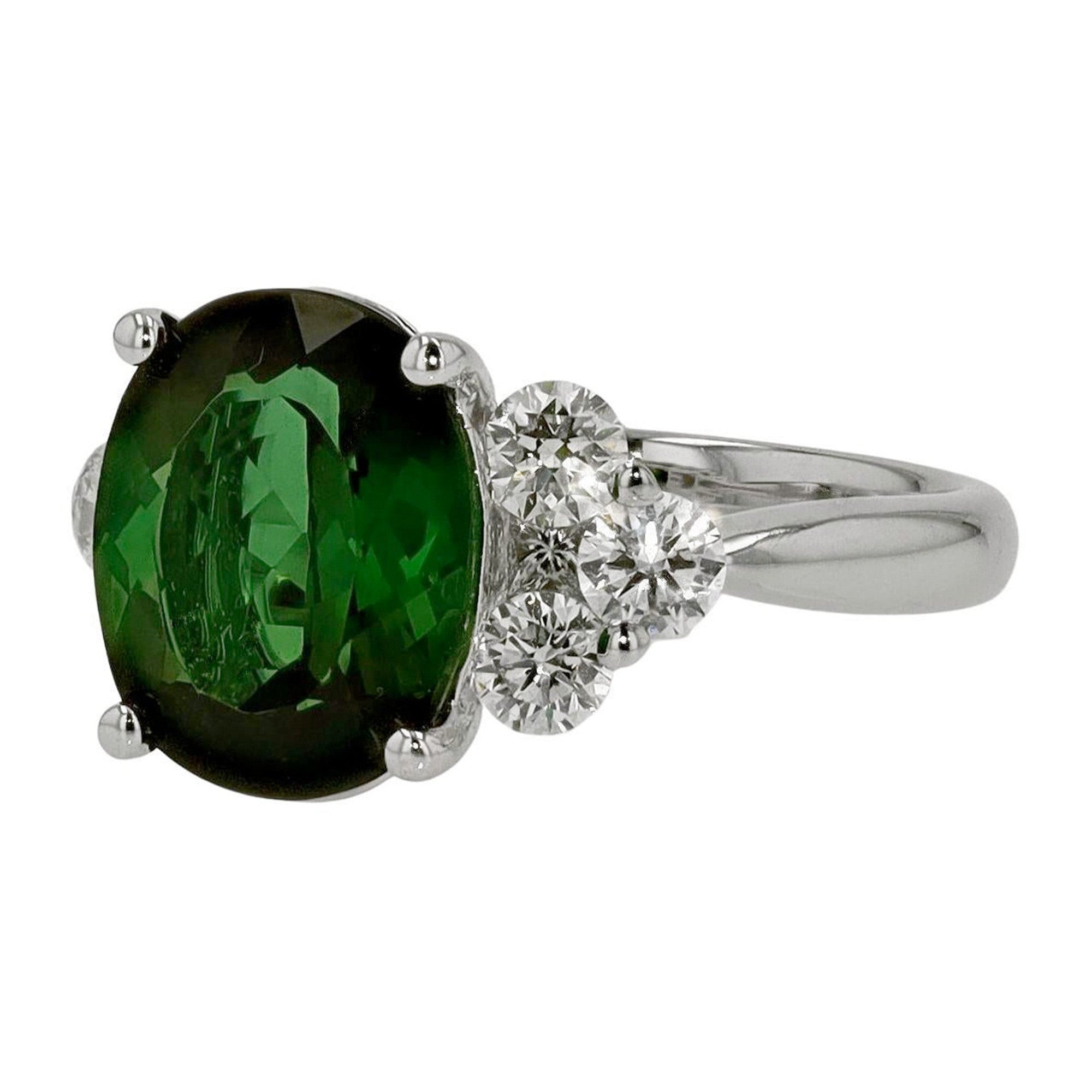 Estate Green Tourmaline and Diamond Engagement Ring