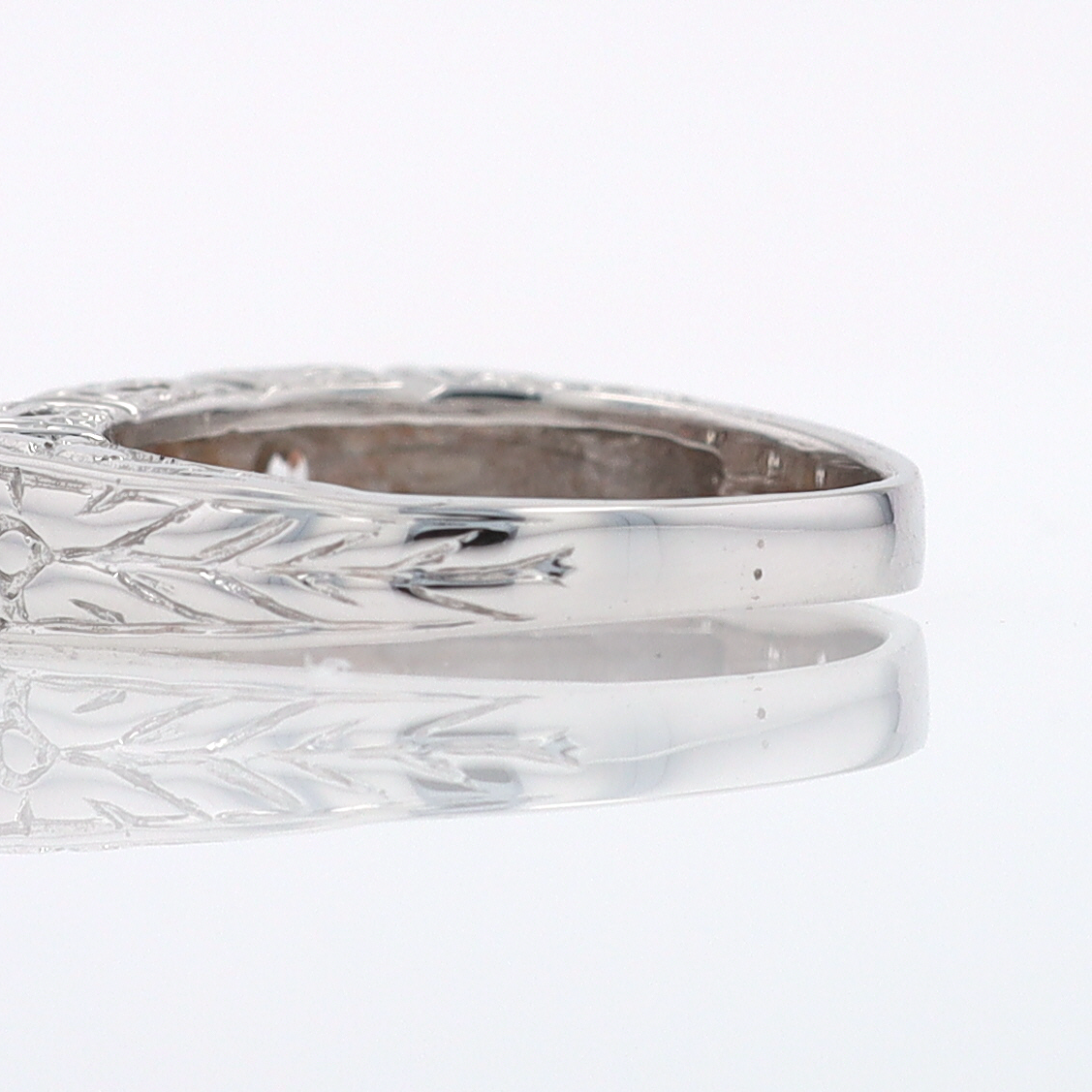 Estate Hand Engraved Diamond Wedding Band 3 Stone Engagement Ring