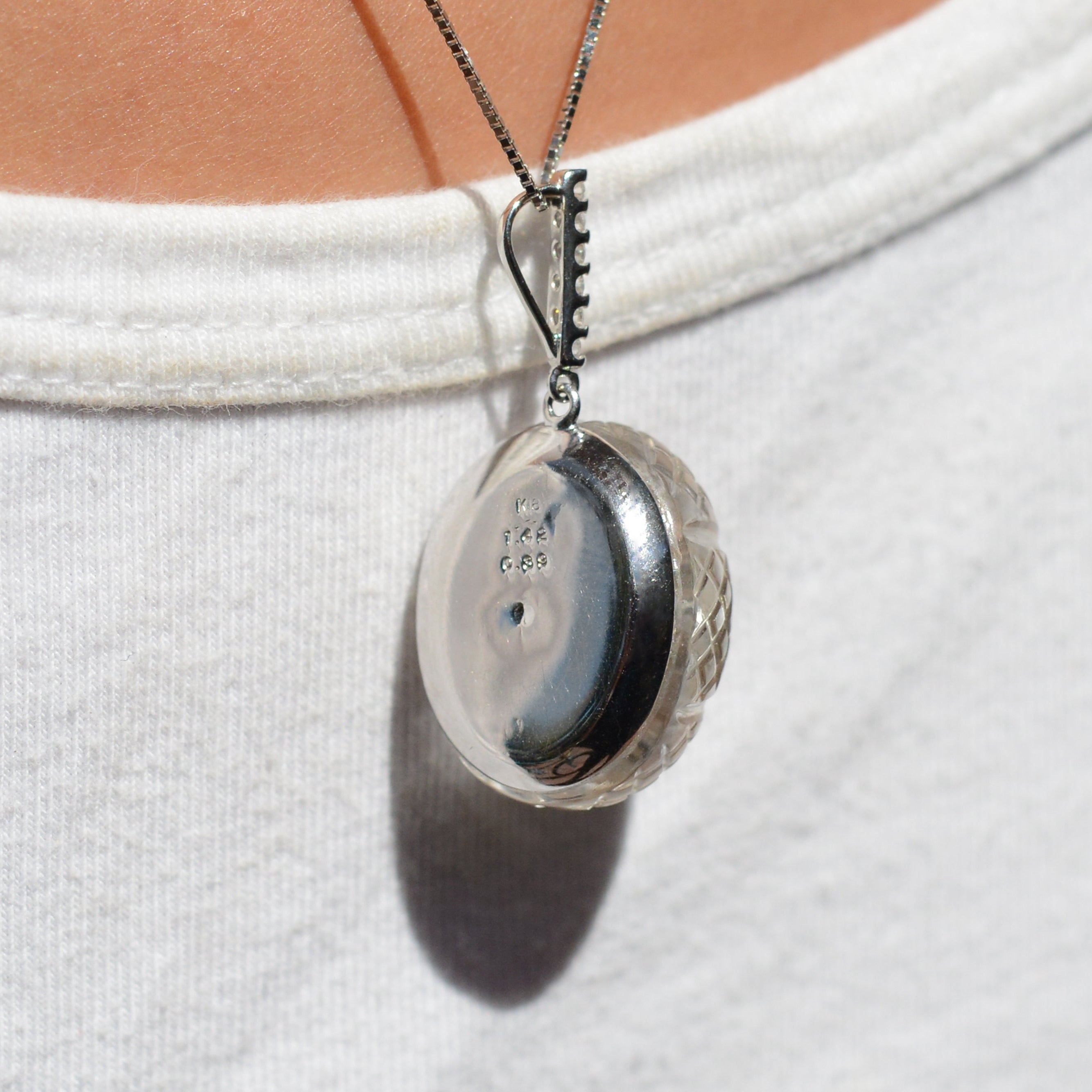 Exquisite Tourmaline & Carved Rock Crystal Pendant