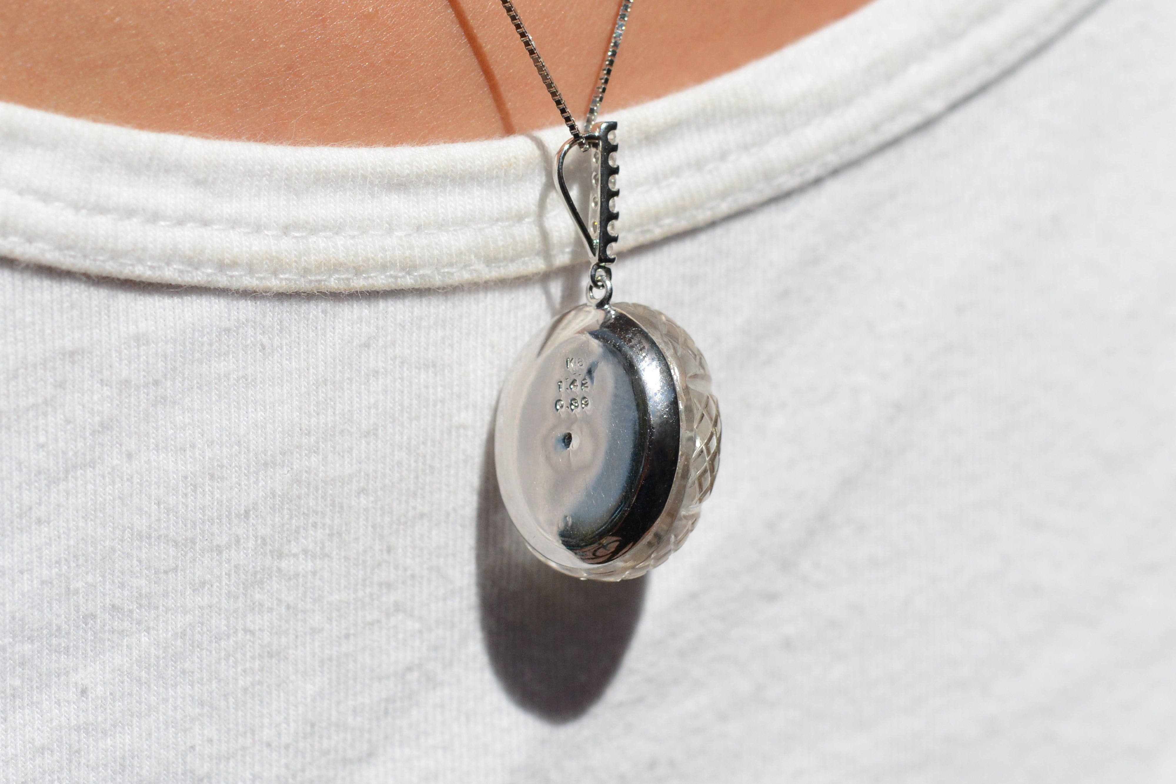 Exquisite Tourmaline & Carved Rock Crystal Pendant