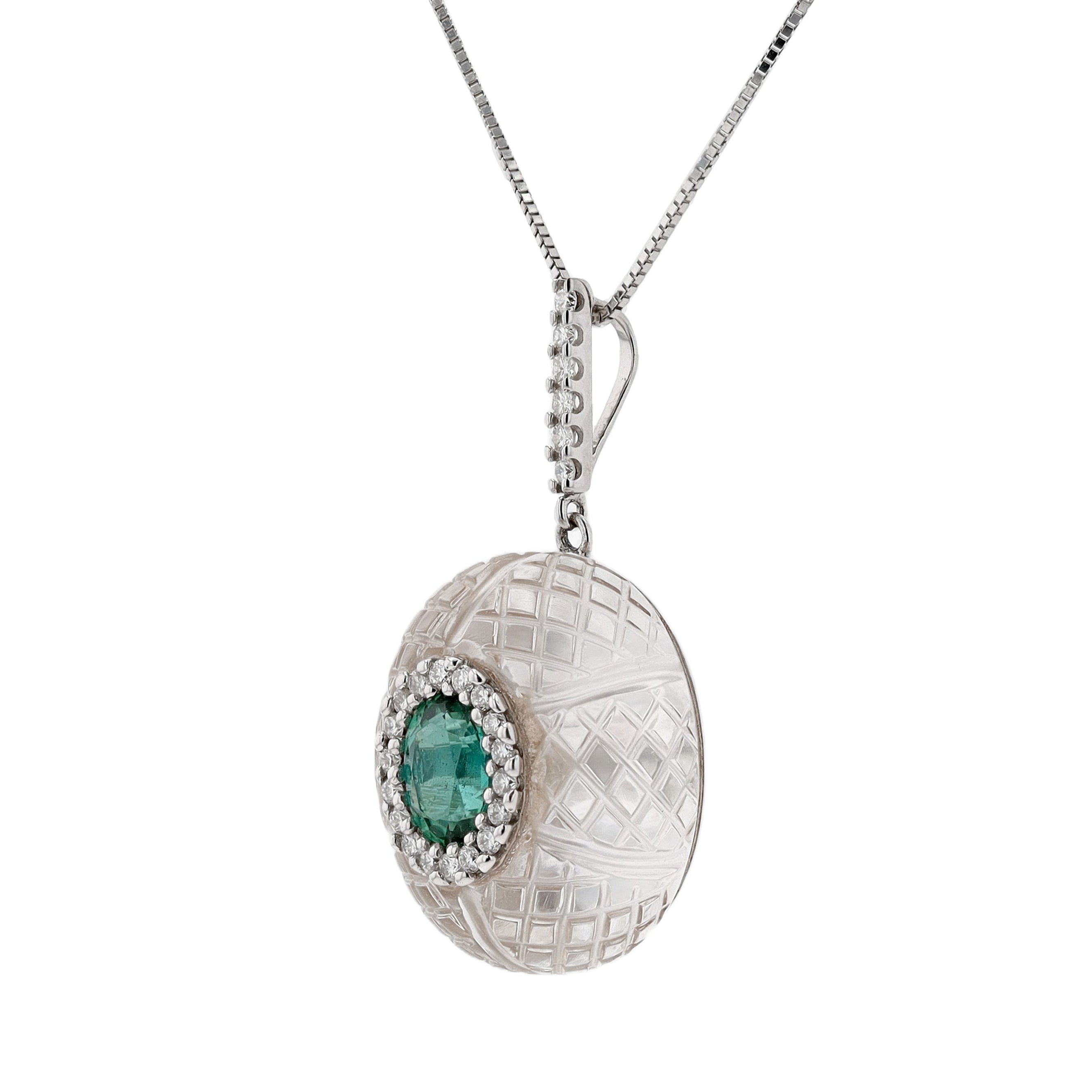 Exquisite Tourmaline & Carved Rock Crystal Pendant