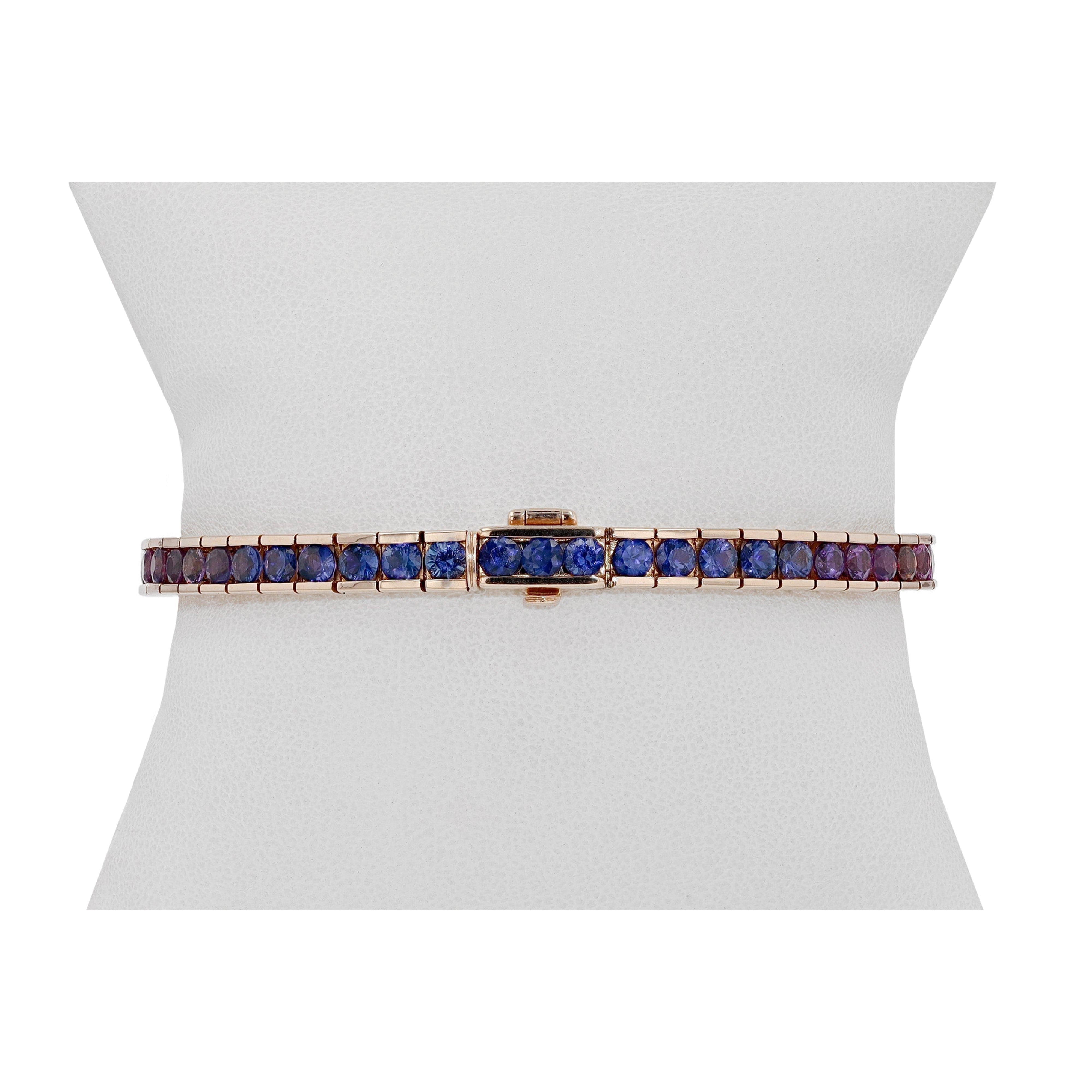 Fancy Multi Color 10 Ct Sapphire Tennis Bracelet