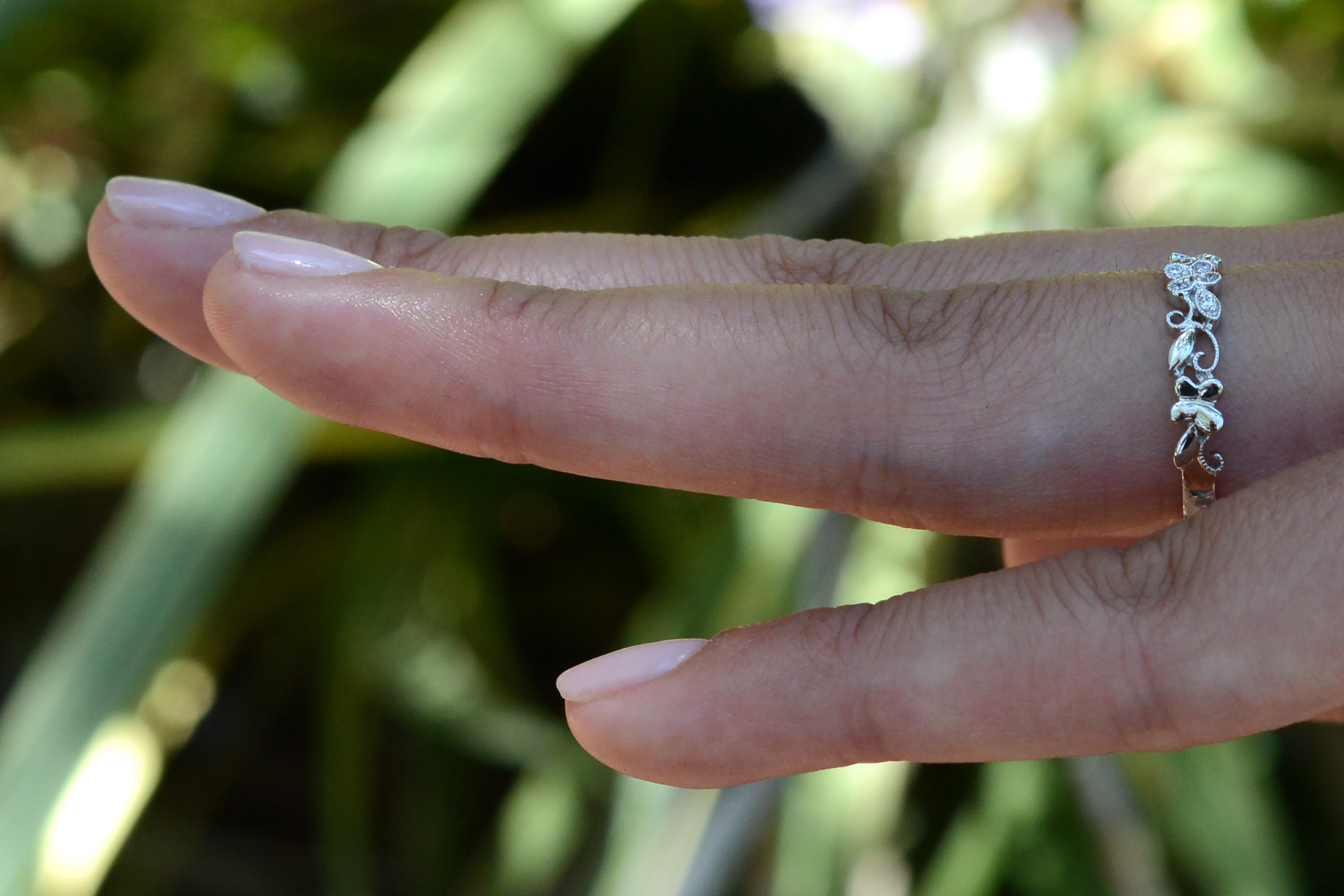 Floral Vine Trellis Diamond Wedding Band