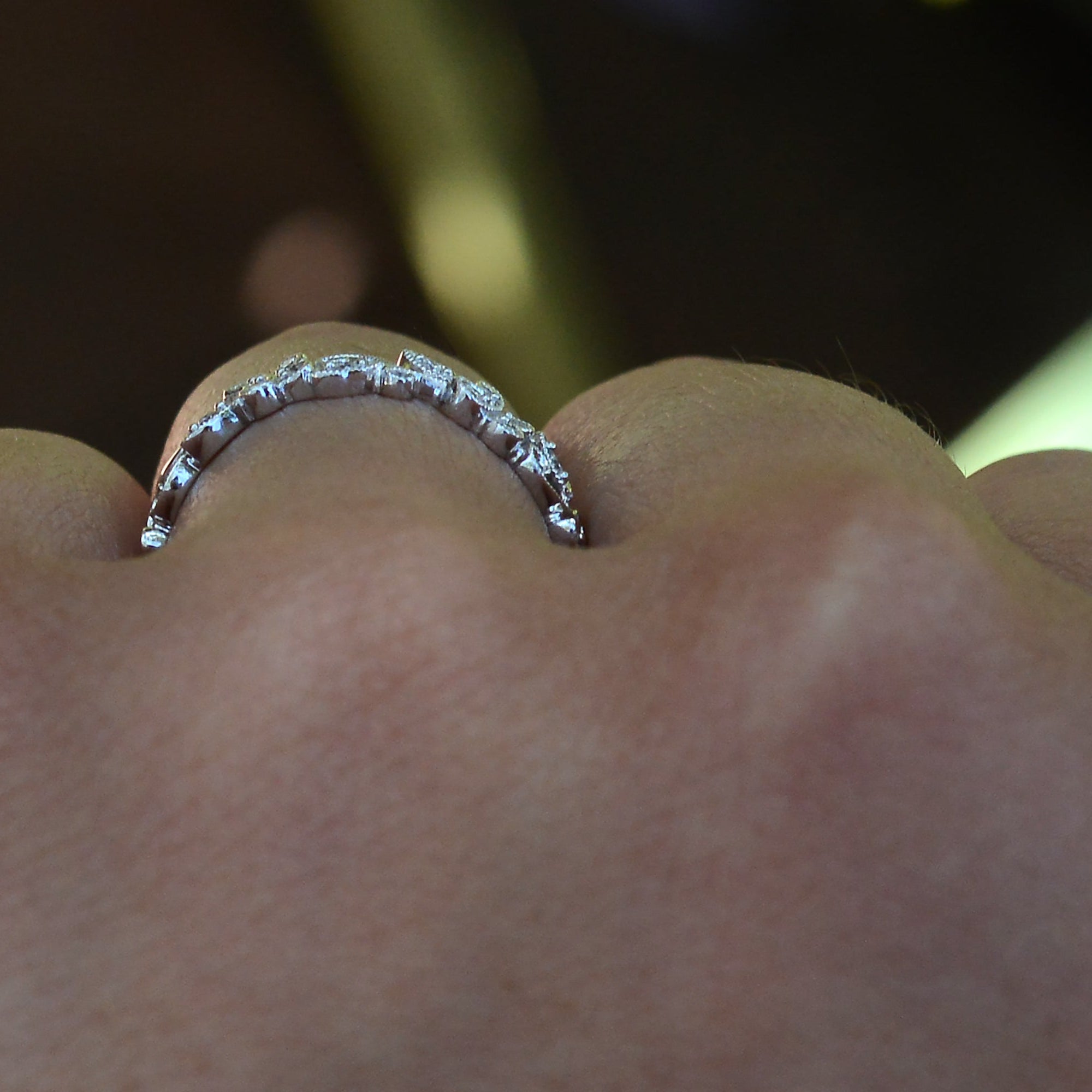 Floral Vine Trellis Diamond Wedding Band