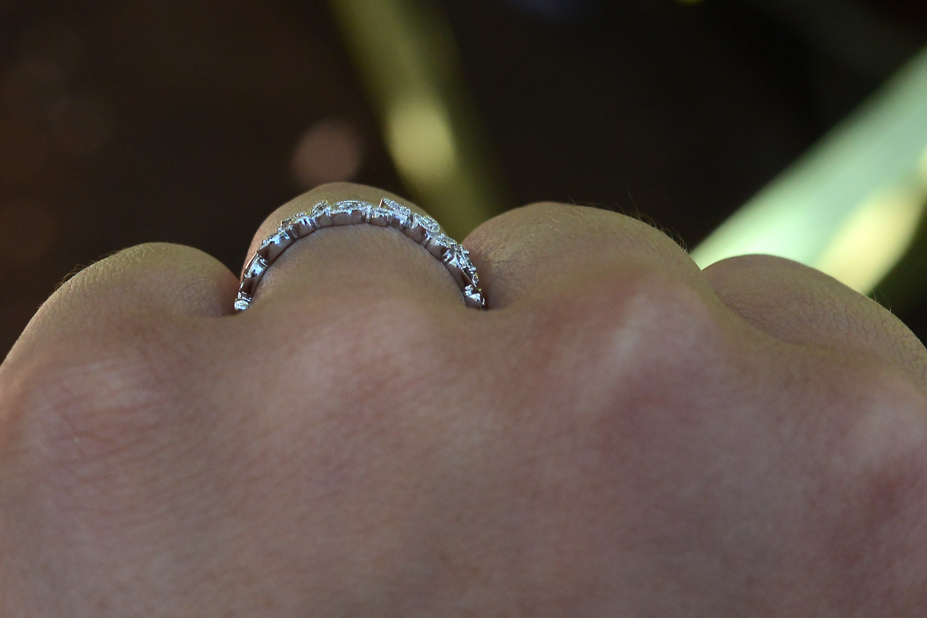 Floral Vine Trellis Diamond Wedding Band