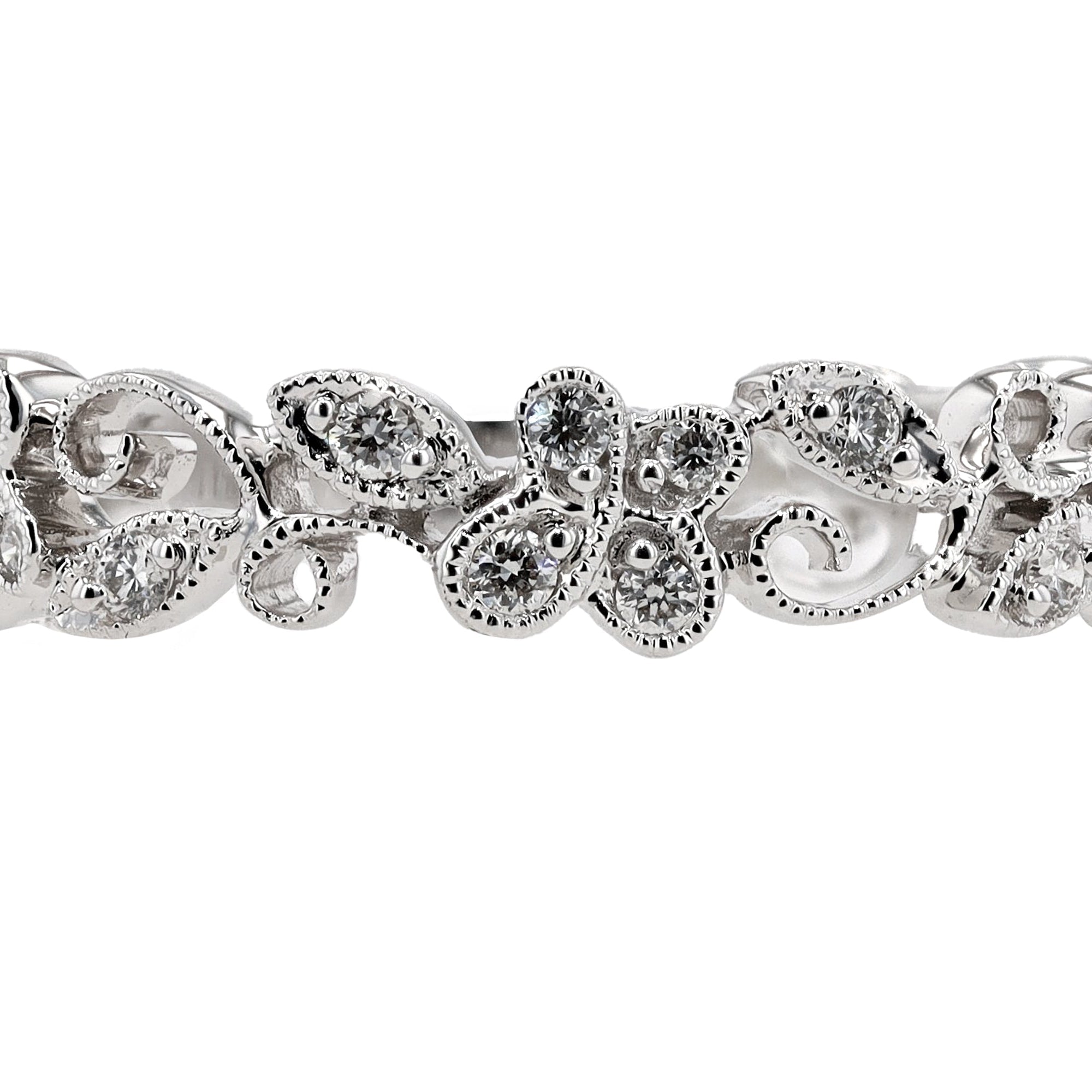 Floral Vine Trellis Diamond Wedding Band