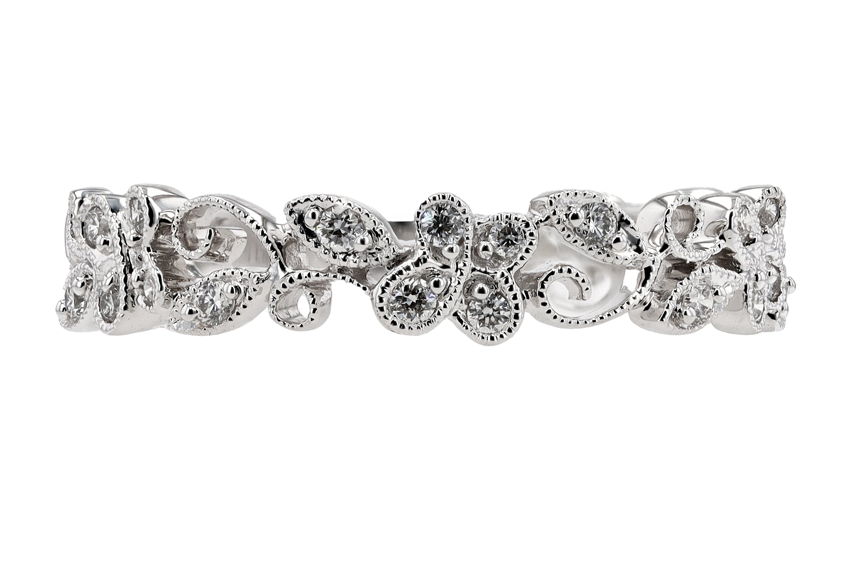 Floral Vine Trellis Diamond Wedding Band