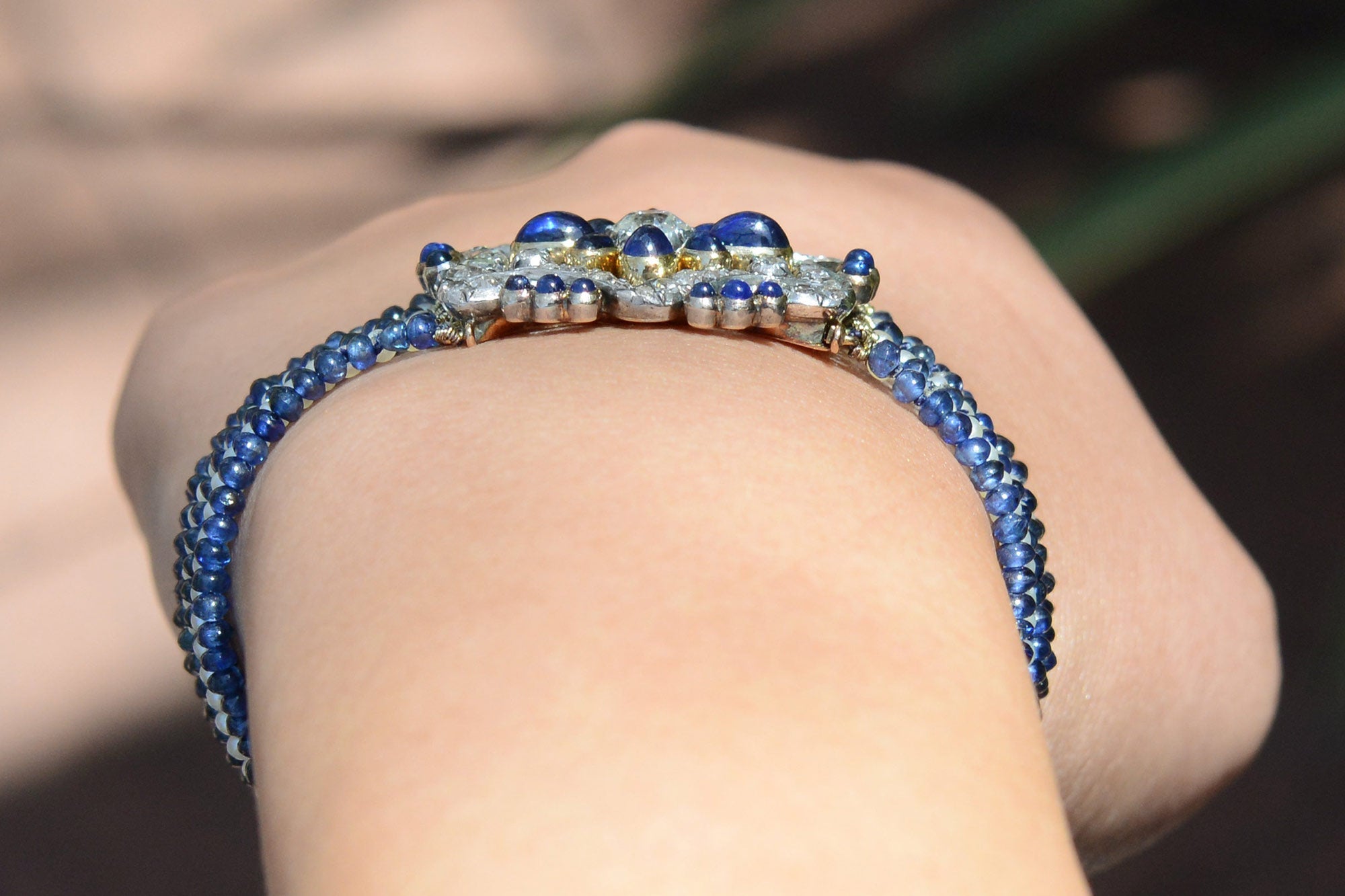 French Belle Époque Sapphire Pearl and Diamond Bracelet