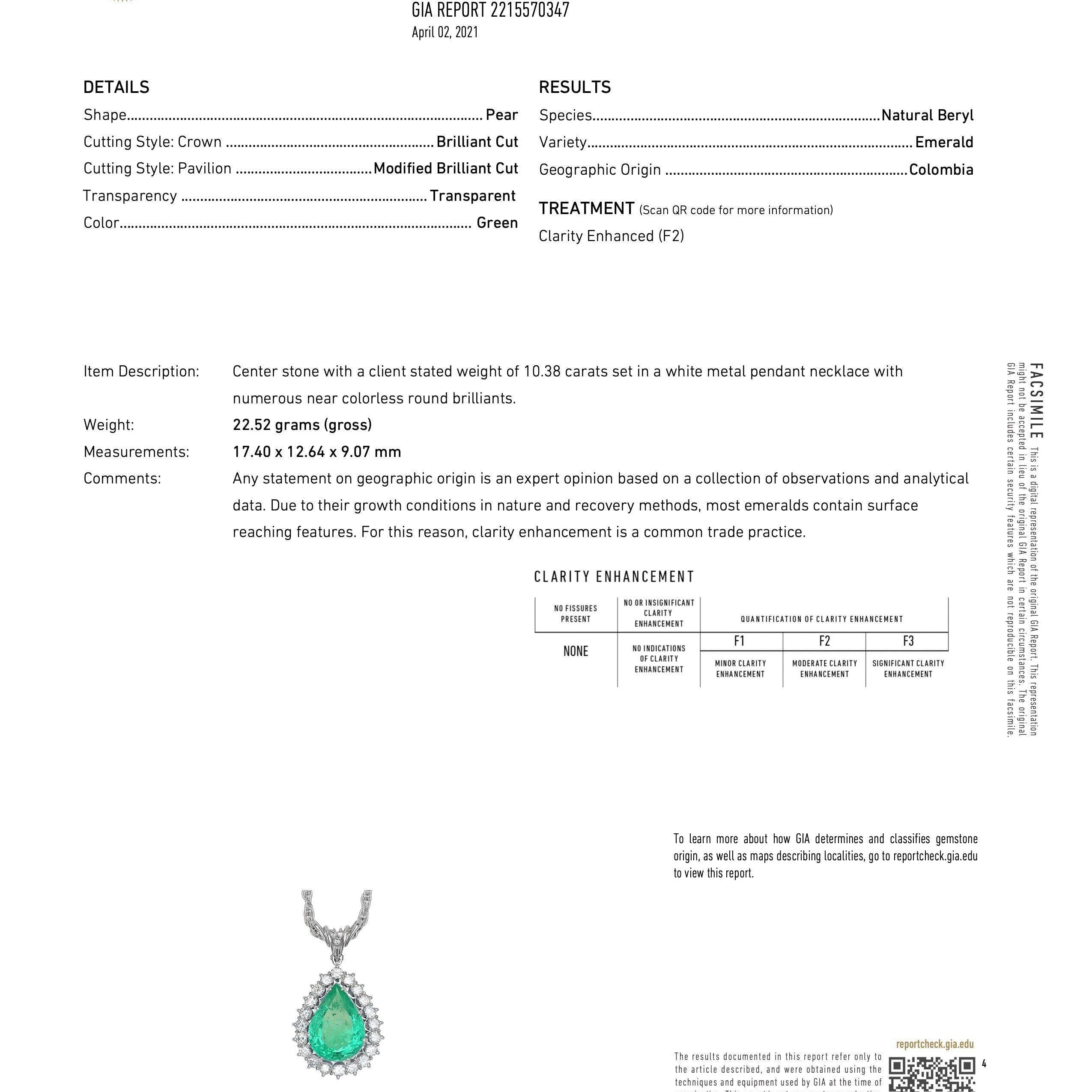GIA Certified 10 Carat Colombian Emerald Necklace