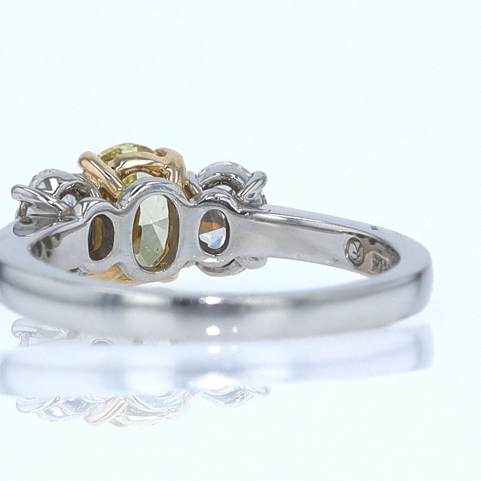 GIA Certified 1.00 Carat Oval Intense Yellow Diamond Engagement Ring