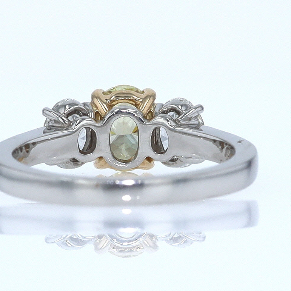 GIA Certified 1.00 Carat Oval Intense Yellow Diamond Engagement Ring