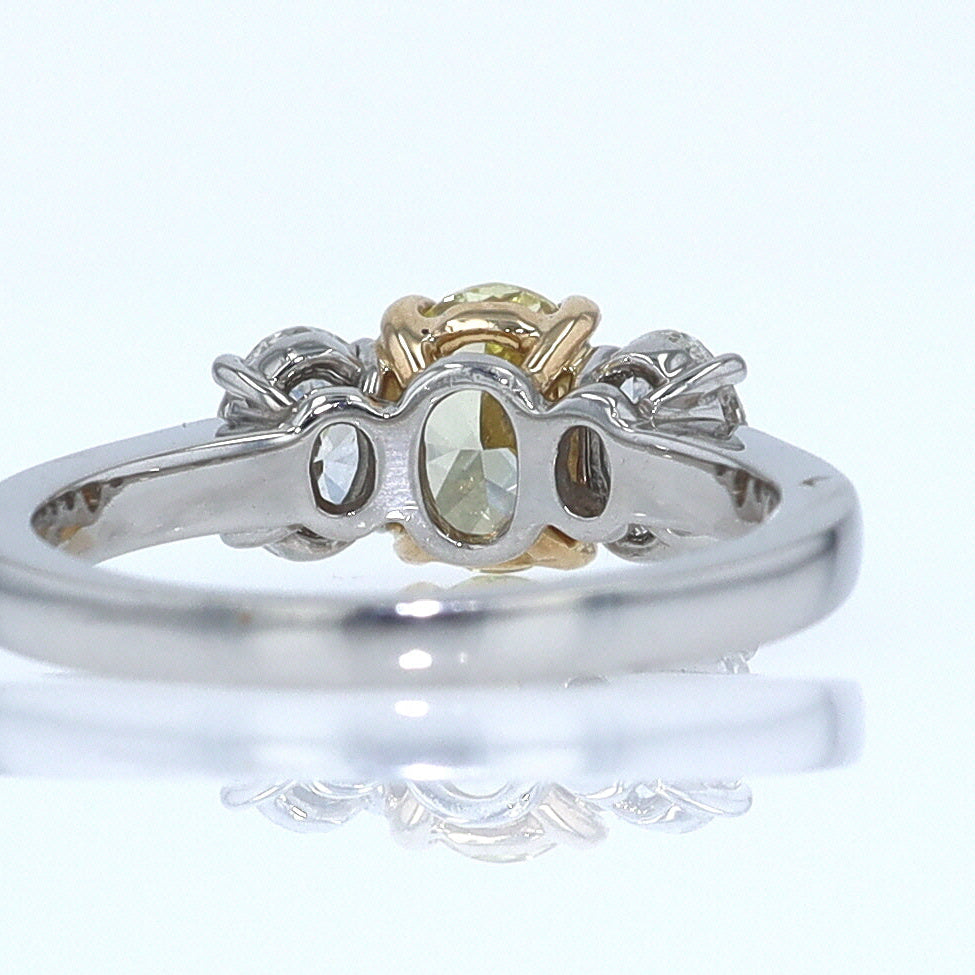 GIA Certified 1.00 Carat Oval Intense Yellow Diamond Engagement Ring