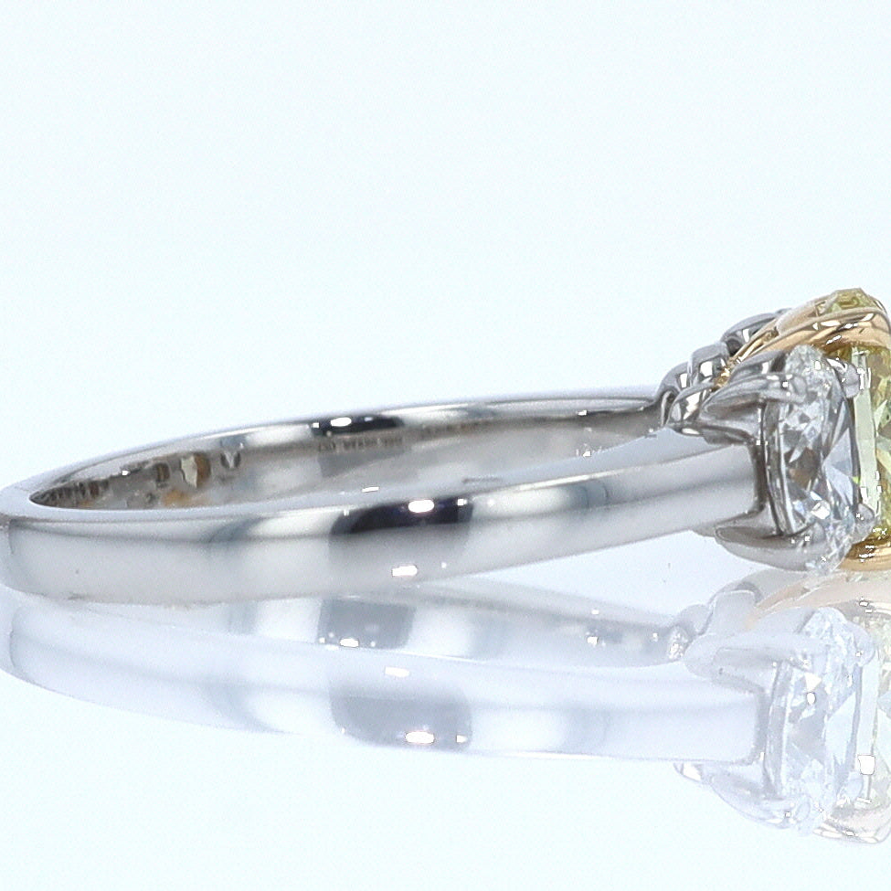 GIA Certified 1.00 Carat Oval Intense Yellow Diamond Engagement Ring