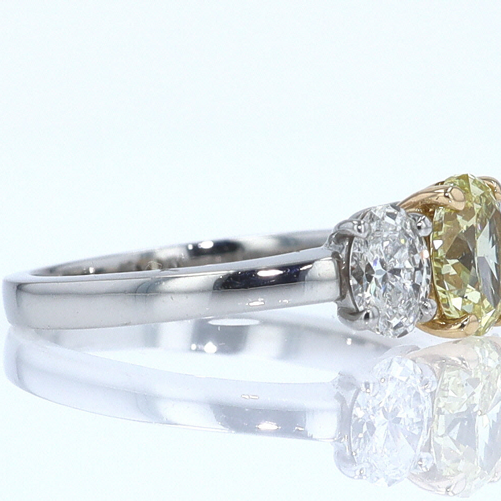 GIA Certified 1.00 Carat Oval Intense Yellow Diamond Engagement Ring