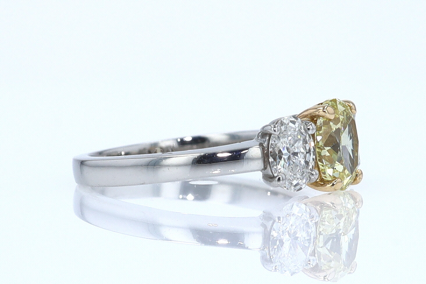GIA Certified 1.00 Carat Oval Intense Yellow Diamond Engagement Ring