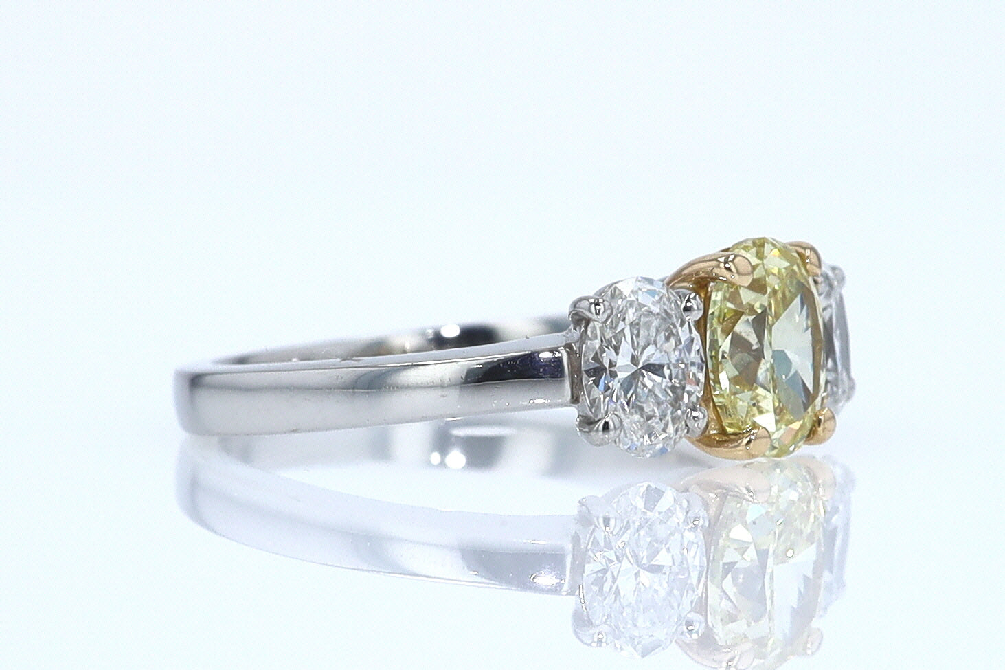 GIA Certified 1.00 Carat Oval Intense Yellow Diamond Engagement Ring