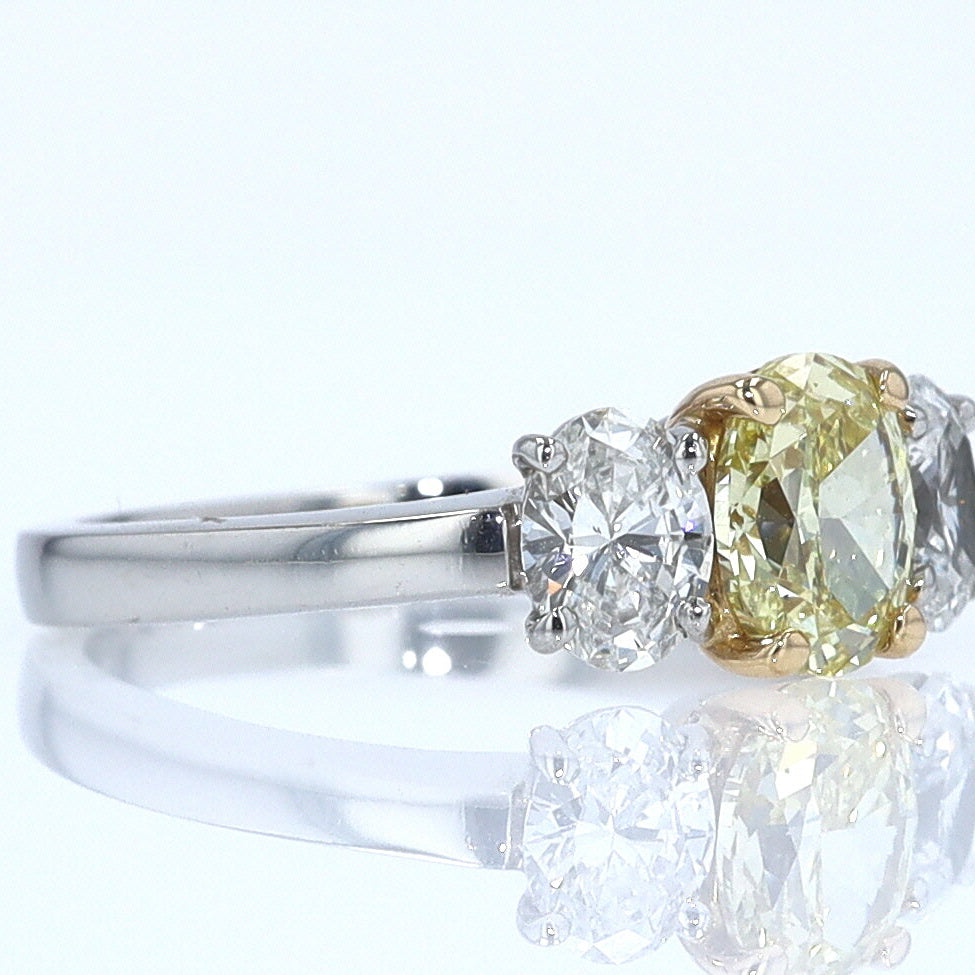 GIA Certified 1.00 Carat Oval Intense Yellow Diamond Engagement Ring