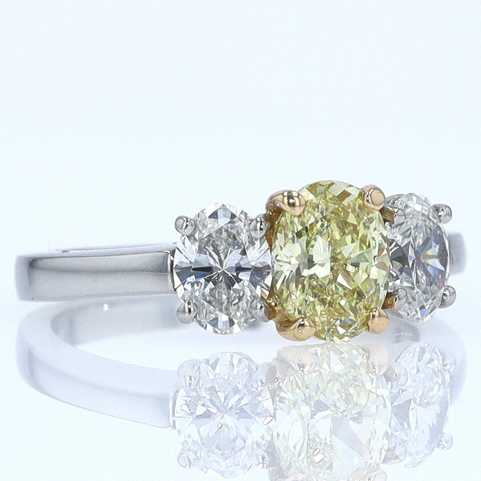 GIA Certified 1.00 Carat Oval Intense Yellow Diamond Engagement Ring