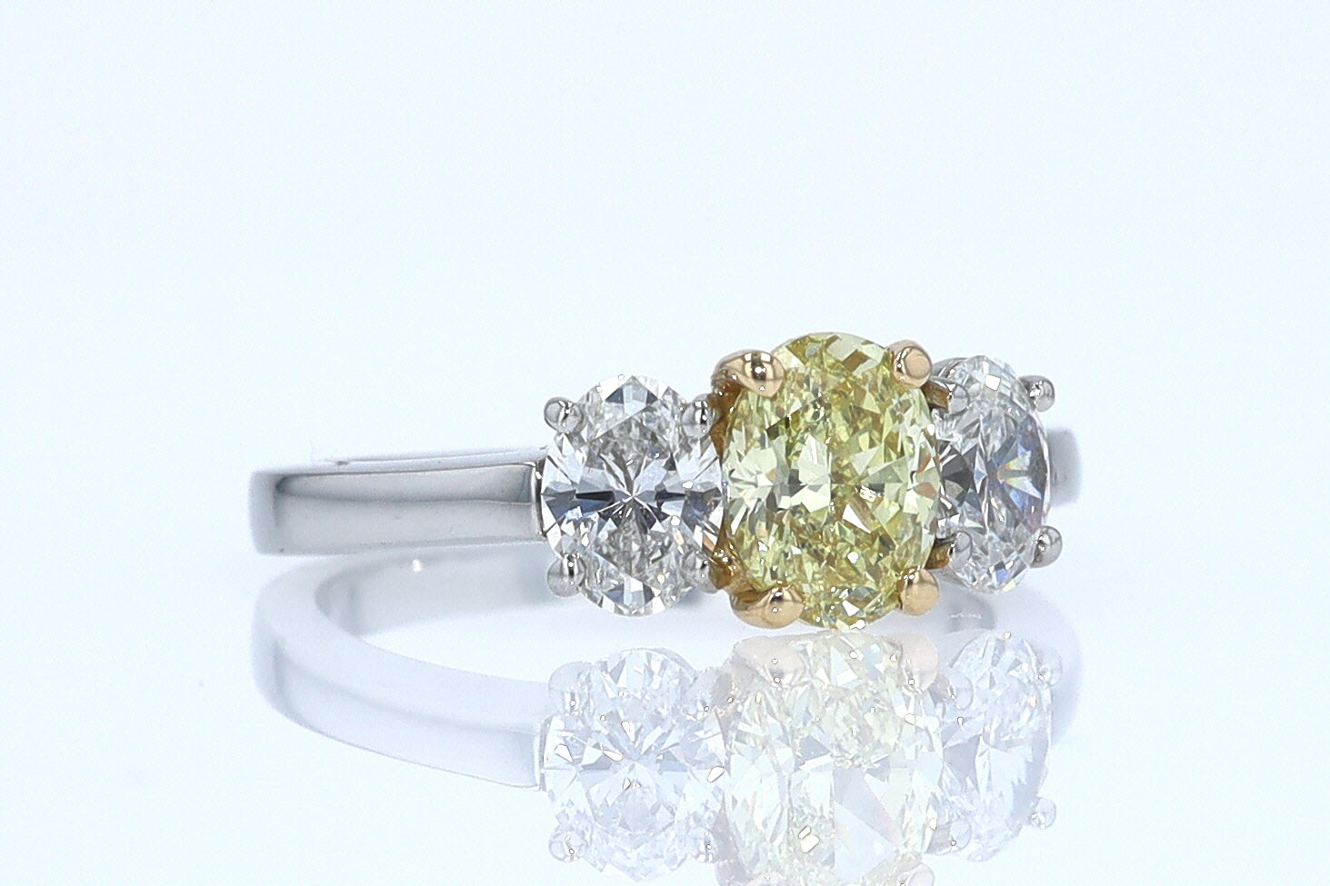 GIA Certified 1.00 Carat Oval Intense Yellow Diamond Engagement Ring