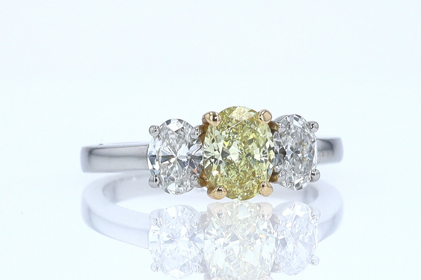 GIA Certified 1.00 Carat Oval Intense Yellow Diamond Engagement Ring
