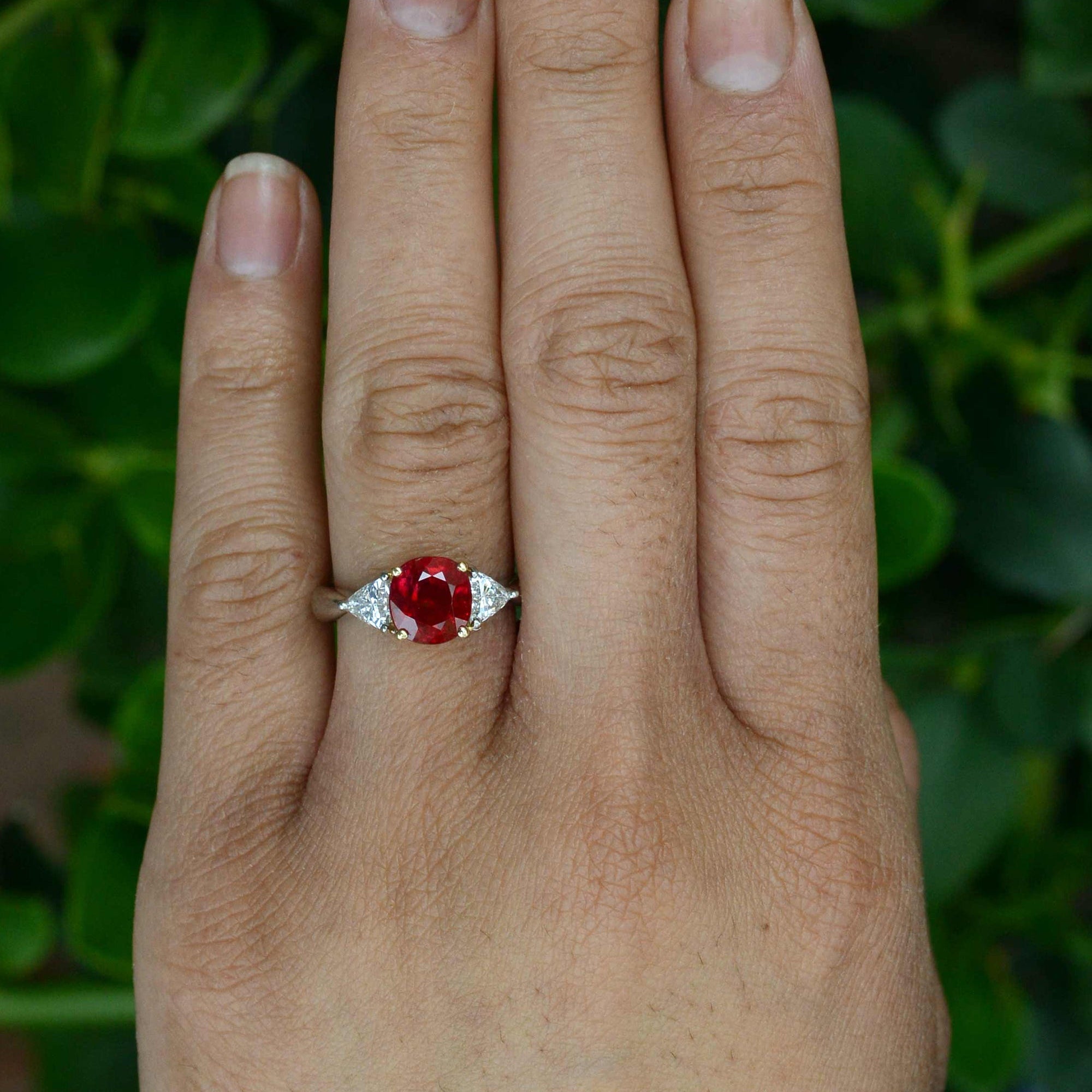 GIA Certified 3 Carat Pigeon Blood Burma Ruby Engagement Ring