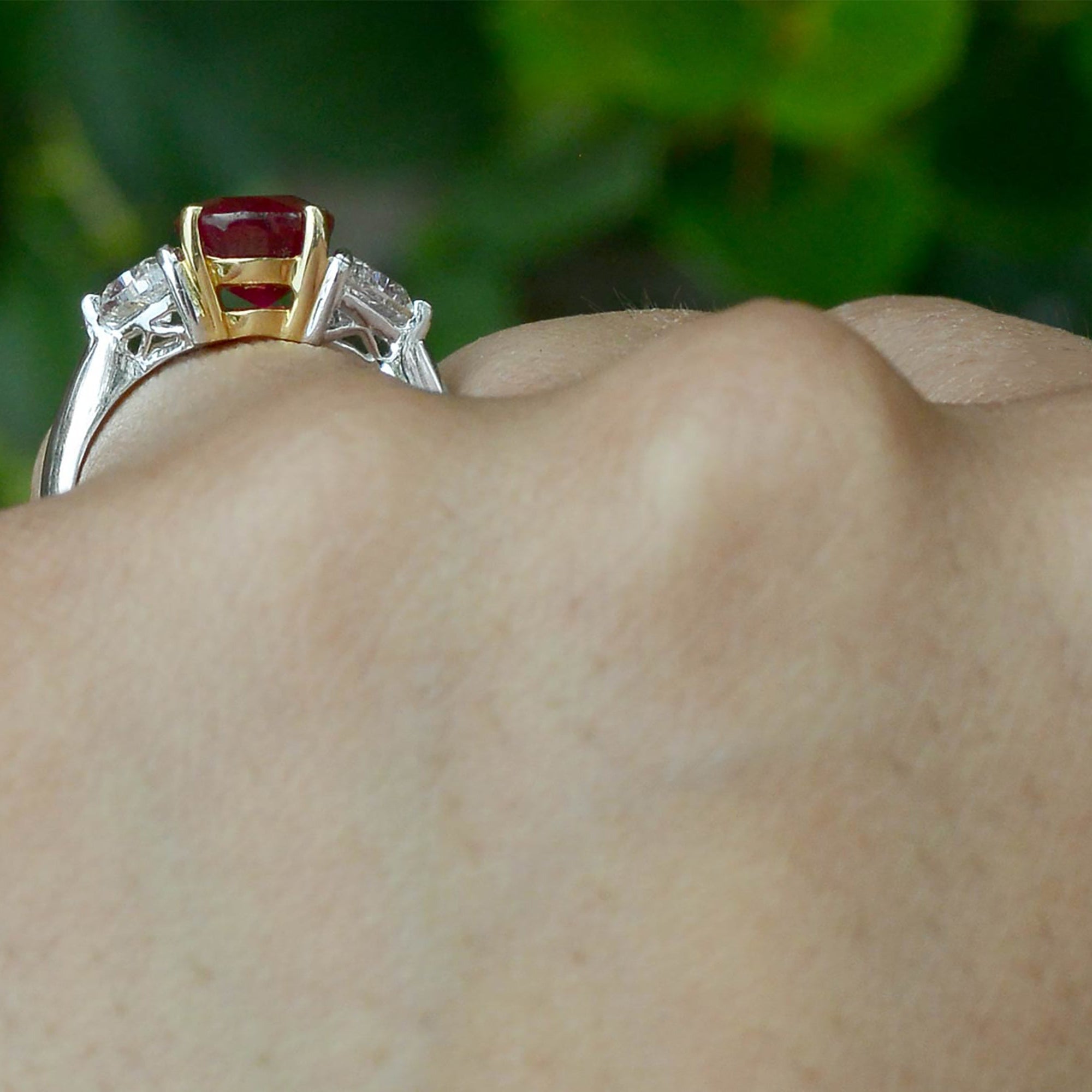 GIA Certified 3 Carat Pigeon Blood Burma Ruby Engagement Ring