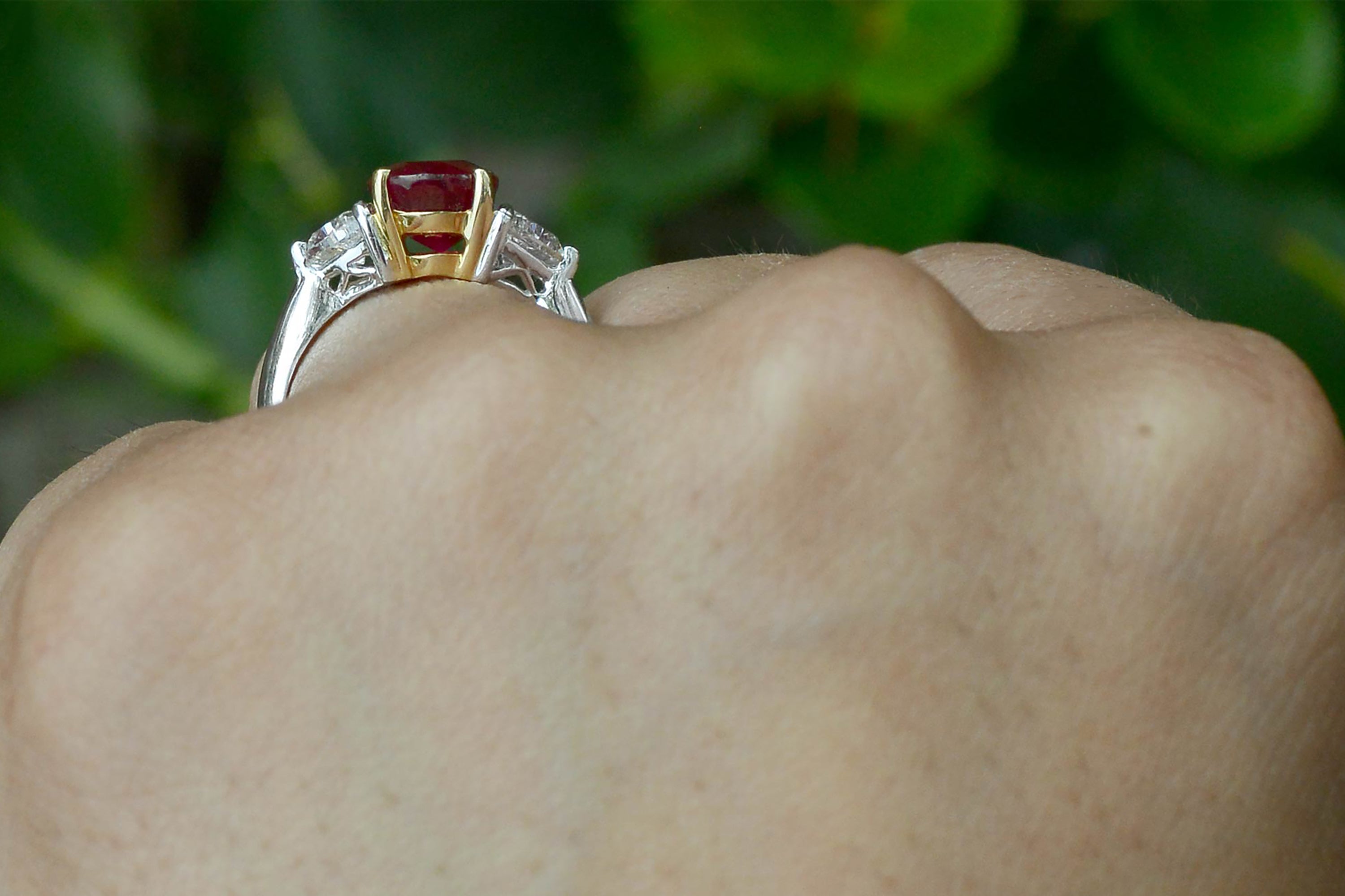 GIA Certified 3 Carat Pigeon Blood Burma Ruby Engagement Ring