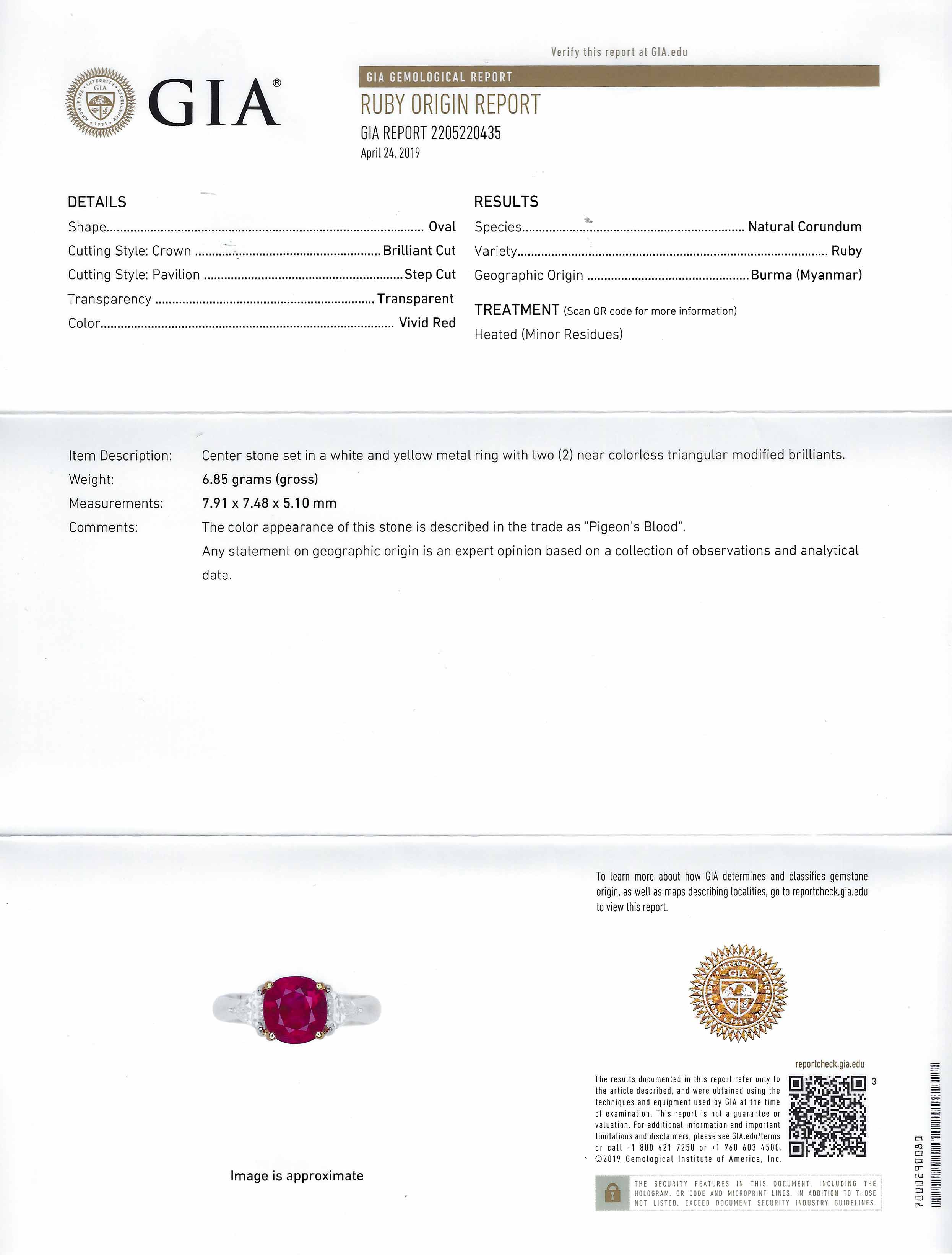 GIA Certified 3 Carat Pigeon Blood Burma Ruby Engagement Ring
