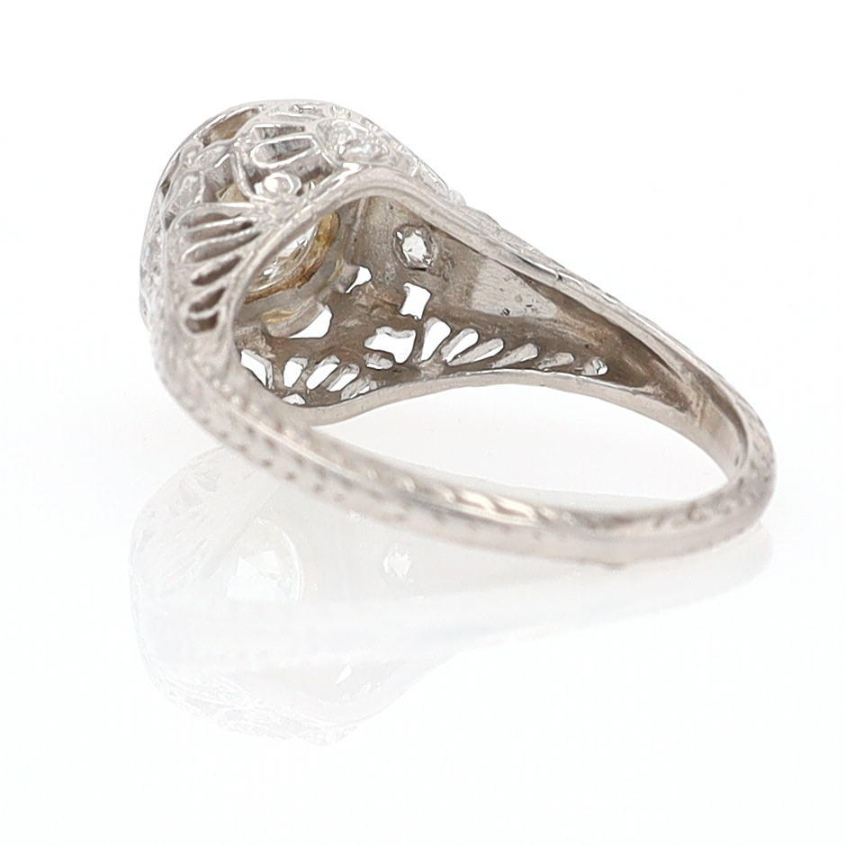 GIA Certified 3/4 Carat Diamond Art Deco Antique Filigree Engagement Ring