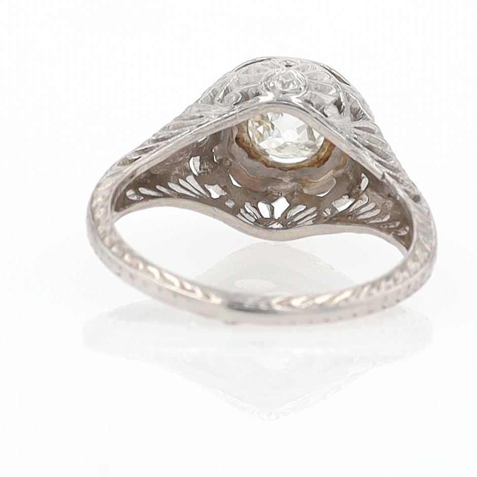 GIA Certified 3/4 Carat Diamond Art Deco Antique Filigree Engagement Ring