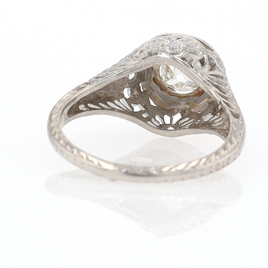 GIA Certified 3/4 Carat Diamond Art Deco Antique Filigree Engagement Ring