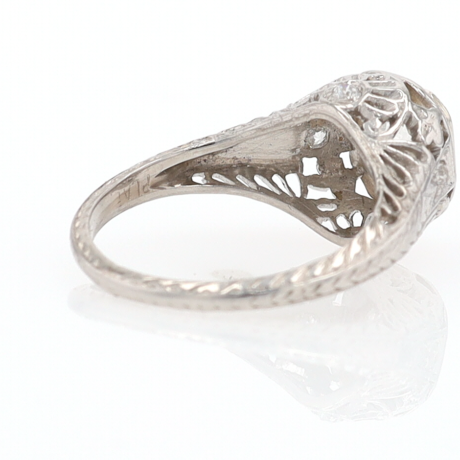 GIA Certified 3/4 Carat Diamond Art Deco Antique Filigree Engagement Ring