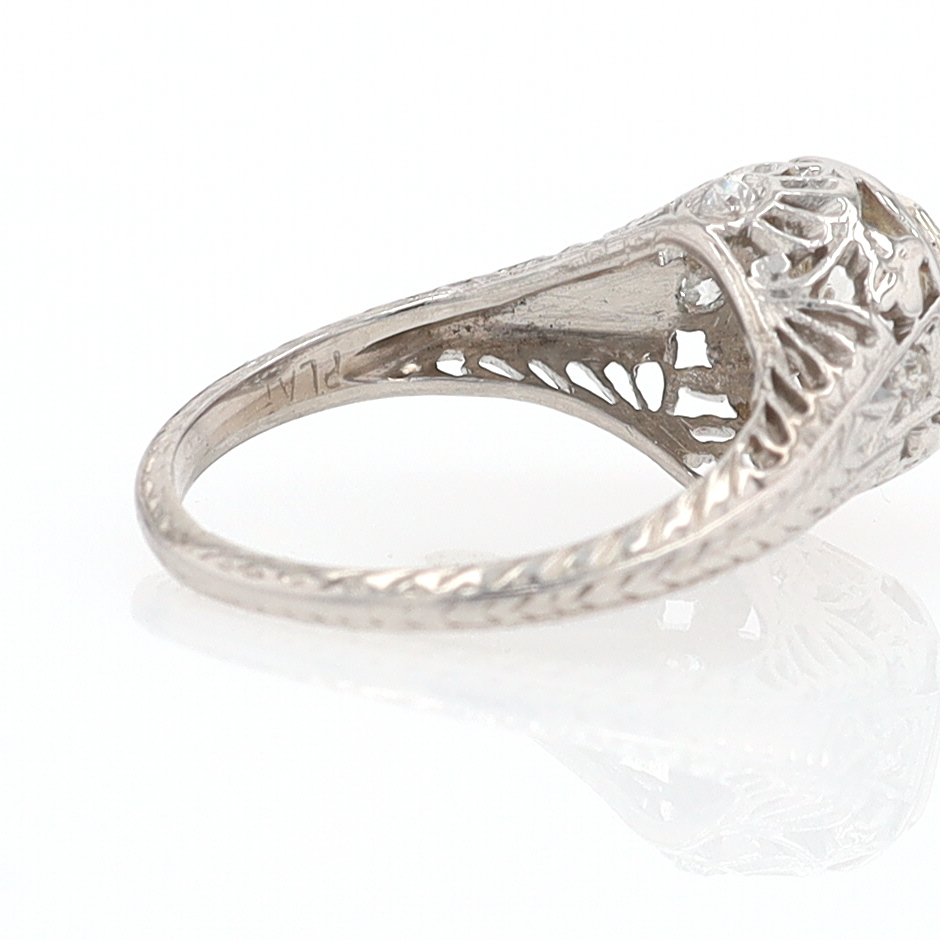 GIA Certified 3/4 Carat Diamond Art Deco Antique Filigree Engagement Ring