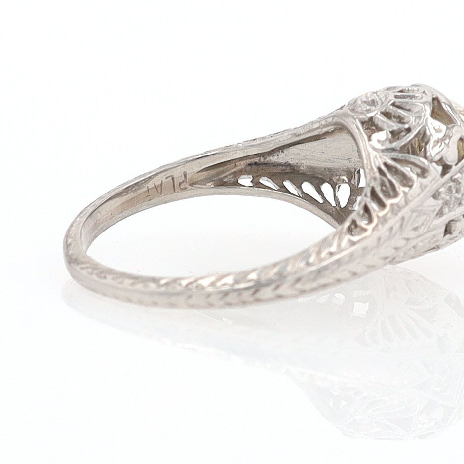 GIA Certified 3/4 Carat Diamond Art Deco Antique Filigree Engagement Ring