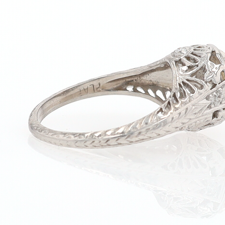 GIA Certified 3/4 Carat Diamond Art Deco Antique Filigree Engagement Ring