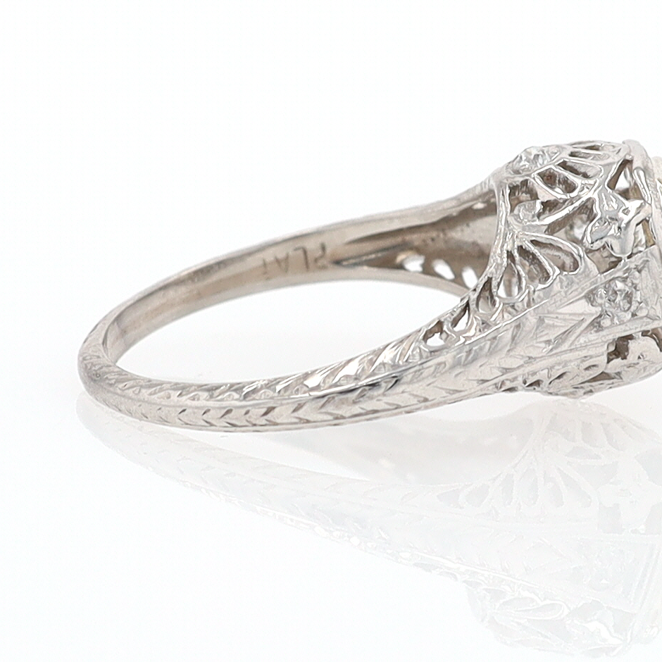 GIA Certified 3/4 Carat Diamond Art Deco Antique Filigree Engagement Ring