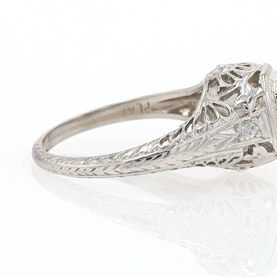 GIA Certified 3/4 Carat Diamond Art Deco Antique Filigree Engagement Ring