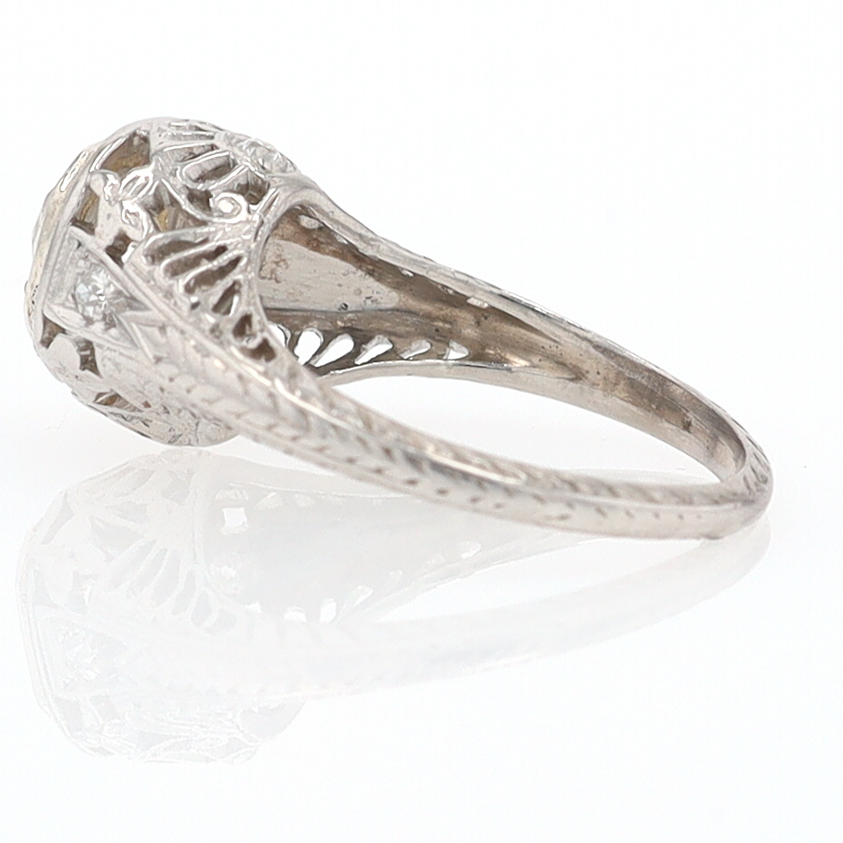 GIA Certified 3/4 Carat Diamond Art Deco Antique Filigree Engagement Ring