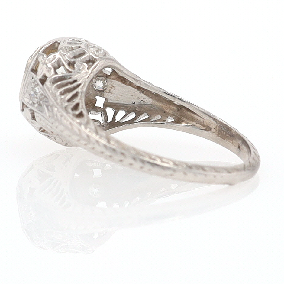 GIA Certified 3/4 Carat Diamond Art Deco Antique Filigree Engagement Ring