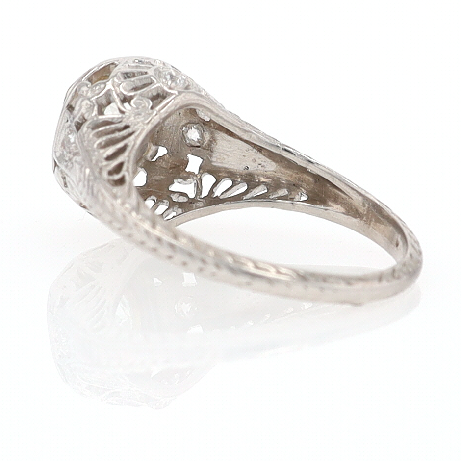 GIA Certified 3/4 Carat Diamond Art Deco Antique Filigree Engagement Ring