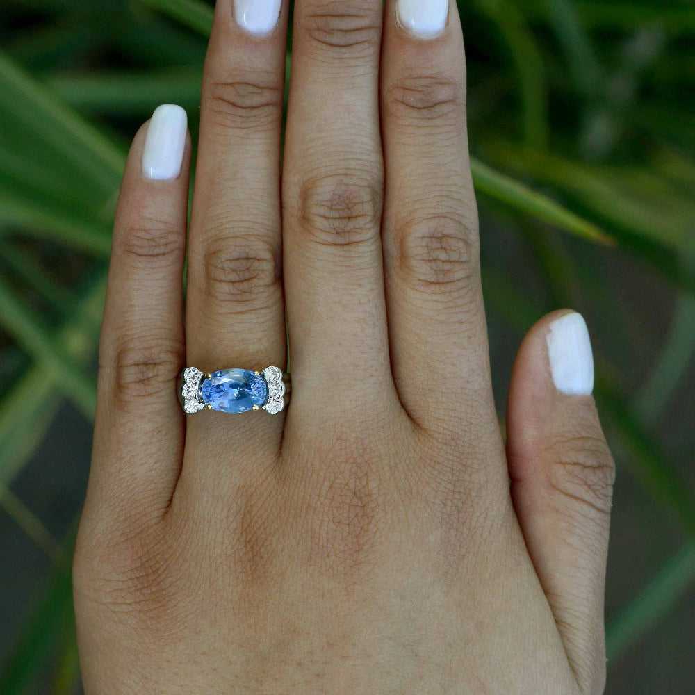 GIA Certified 3.59 No Heat Sapphire Engagement Ring