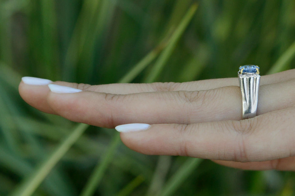 GIA Certified 3.59 No Heat Sapphire Engagement Ring