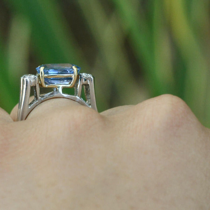 GIA Certified 3.59 No Heat Sapphire Engagement Ring