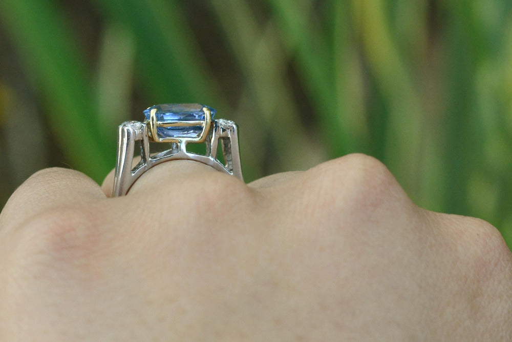 GIA Certified 3.59 No Heat Sapphire Engagement Ring