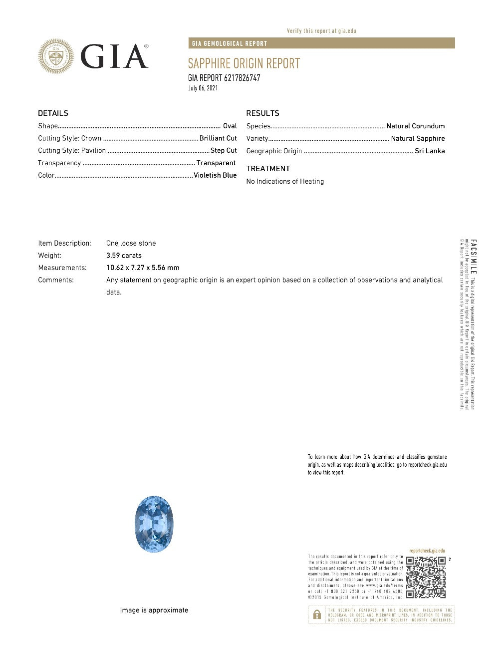 GIA Certified 3.59 No Heat Sapphire Engagement Ring