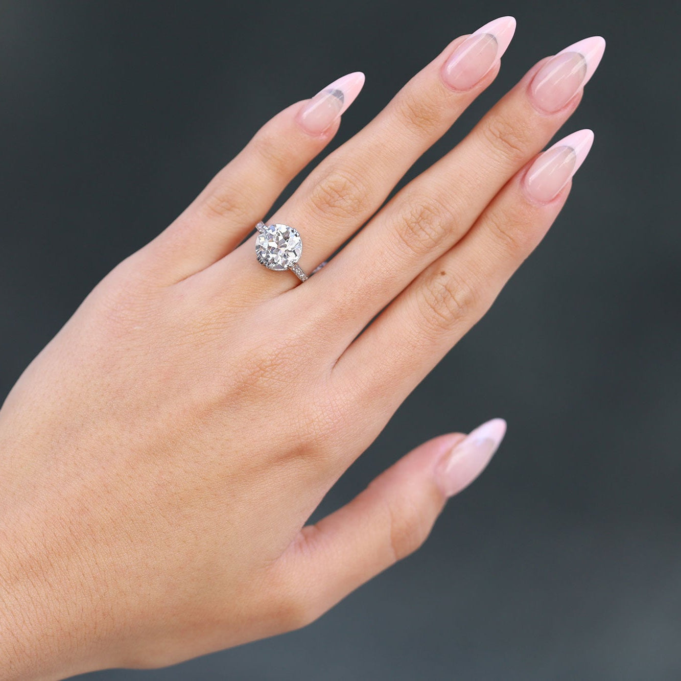 GIA Certified 3.86 Carat European Cut Diamond Art Deco Engagement Ring